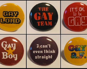 Vintage 80s style gay badges - Lesbian - Queer - LGBT