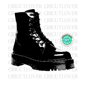 Bota de combate icónica SVG, estilo Dr. Martens, descarga instantánea para diseño de indumentaria creativa, regalo genial para entusiastas de la moda alternativa