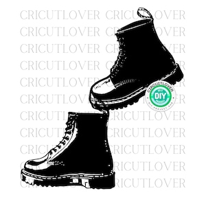 Bota de combate icónica SVG, estilo Dr. Martens, descarga instantánea para diseño de ropa creativa, regalo genial para entusiastas de la moda alternativa