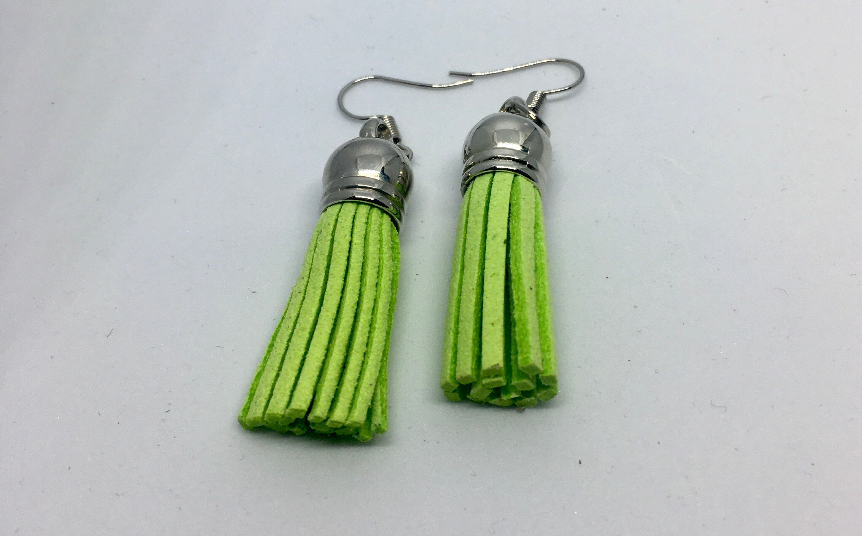 Lime Green Earrings Dangle Earrings Faux Suede Earrings Etsy