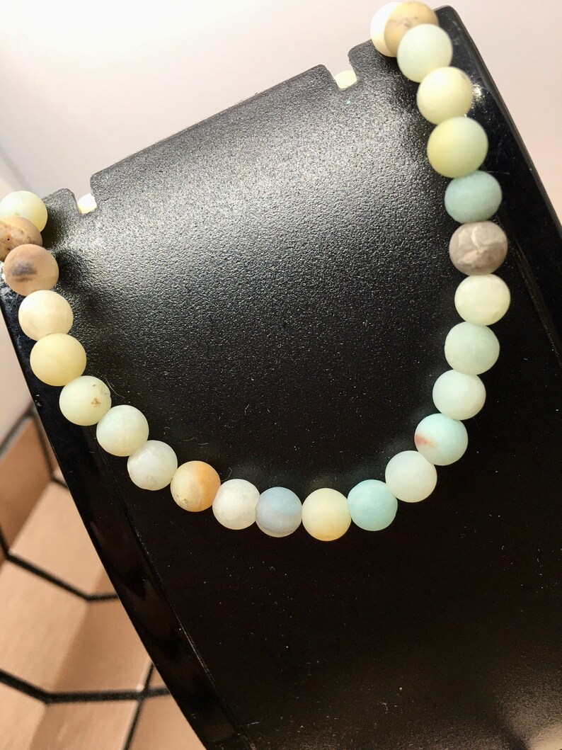 Handmade Bracelet Meditation Crystal Bracelet Healing Bracelet Zen Unisex Bracelet Semi Precious Matte Amazonite Amazonite Bracelet
