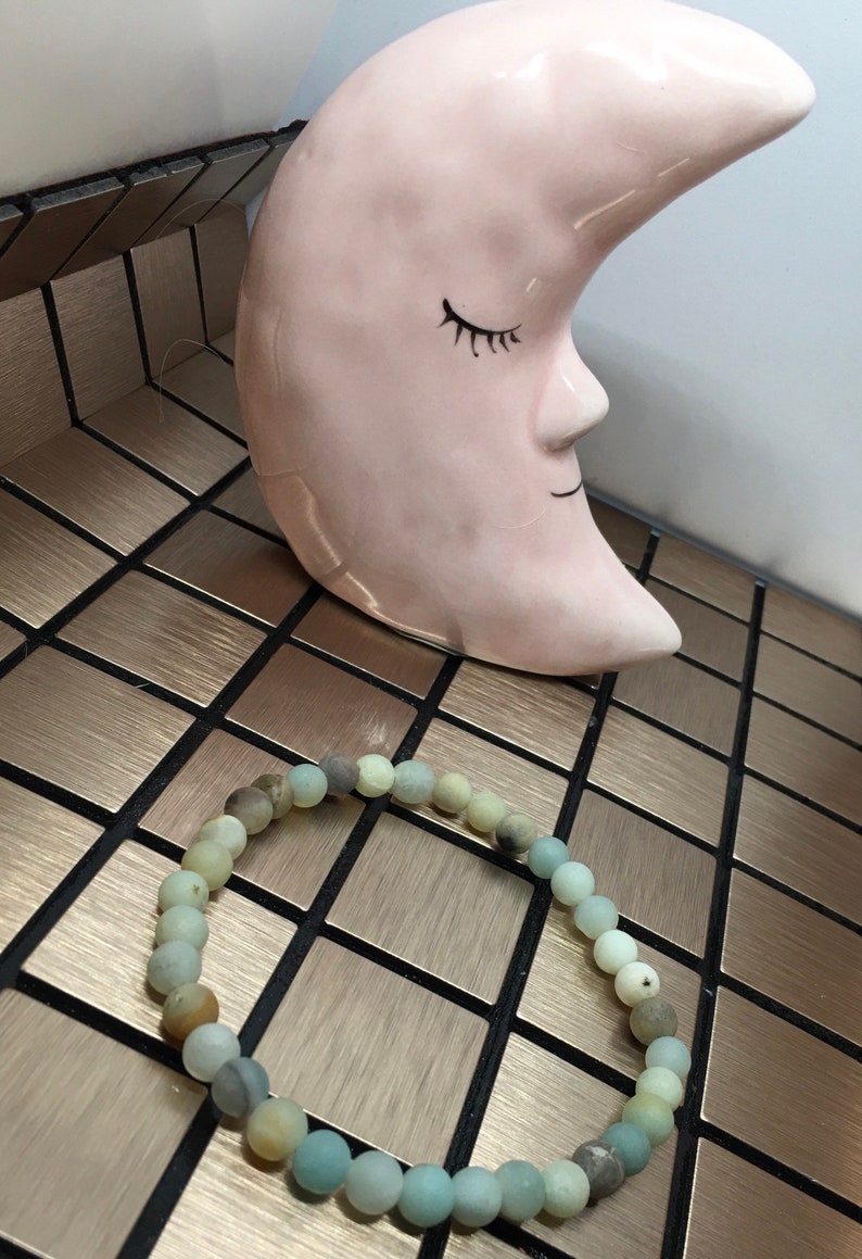 Handmade Bracelet Meditation Crystal Bracelet Healing Bracelet Zen Unisex Bracelet Semi Precious Matte Amazonite Amazonite Bracelet