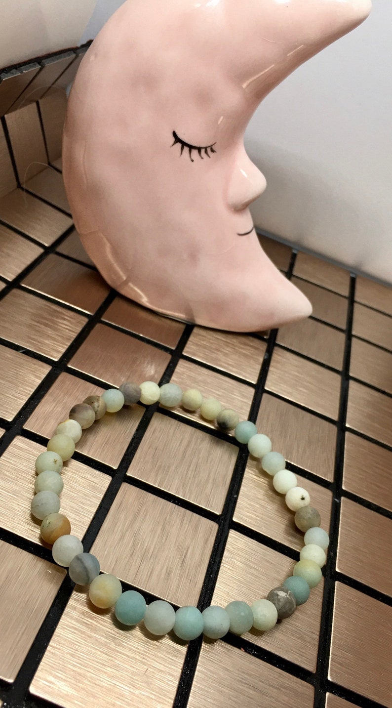 Handmade Bracelet Meditation Crystal Bracelet Healing Bracelet Zen Unisex Bracelet Semi Precious Matte Amazonite Amazonite Bracelet