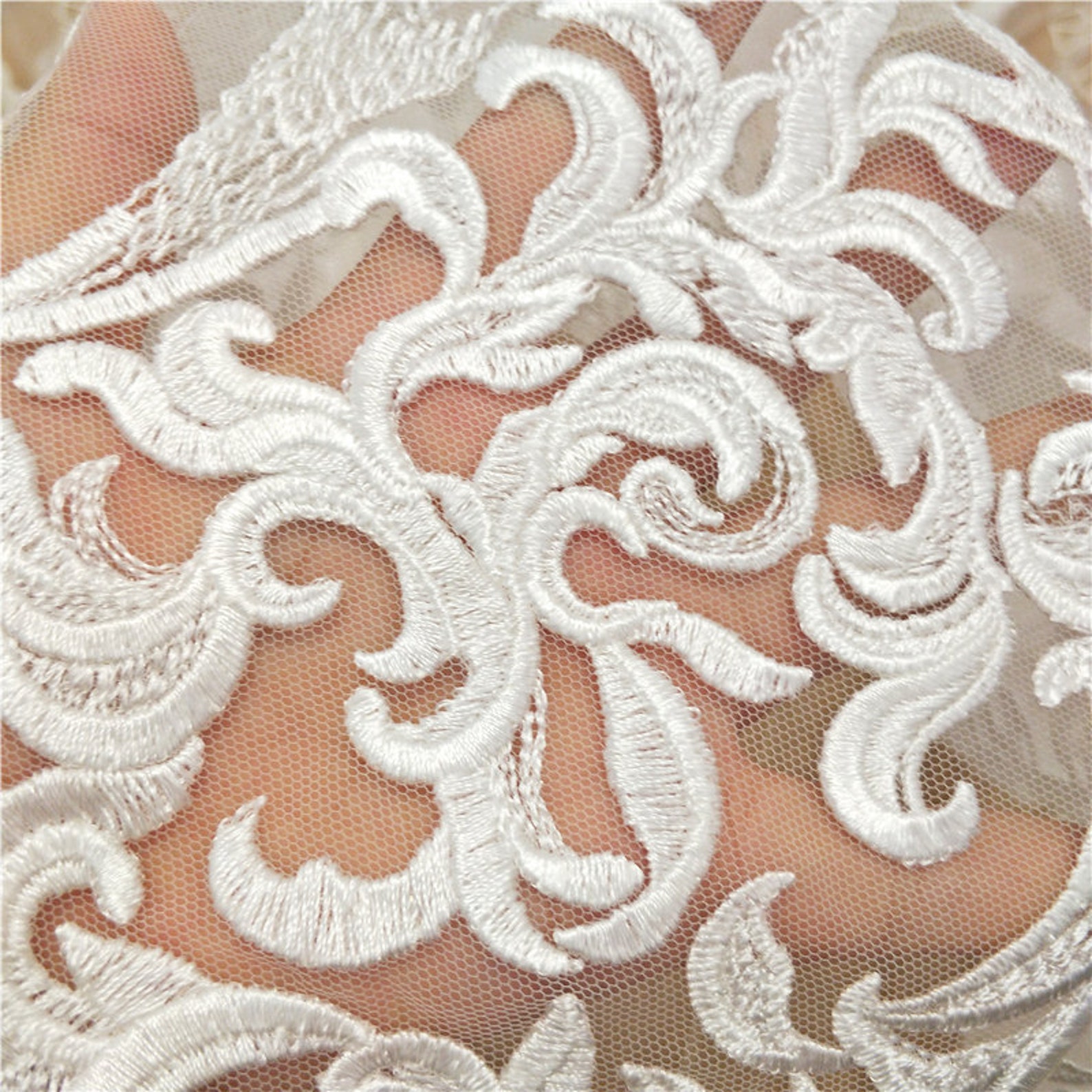 white wedding lace fabric