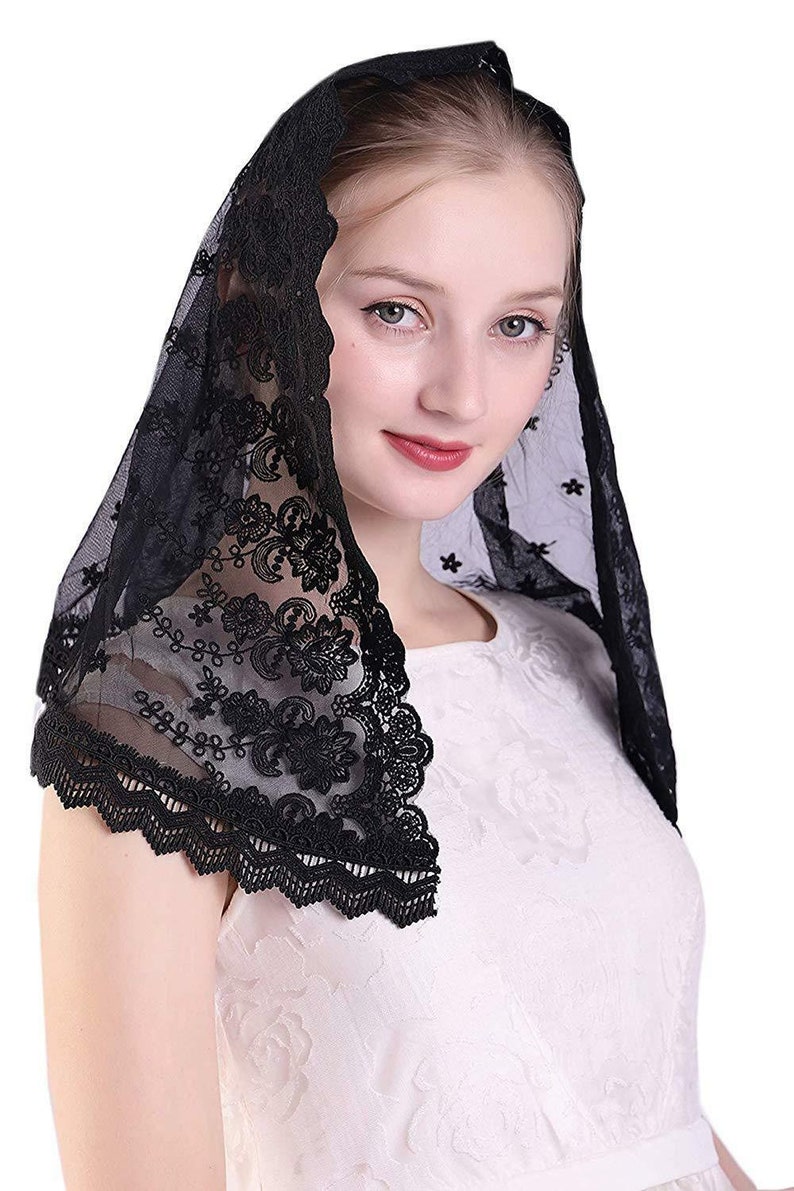 Short Style Embroidery Wedding Veil catholic Veil church Etsy
