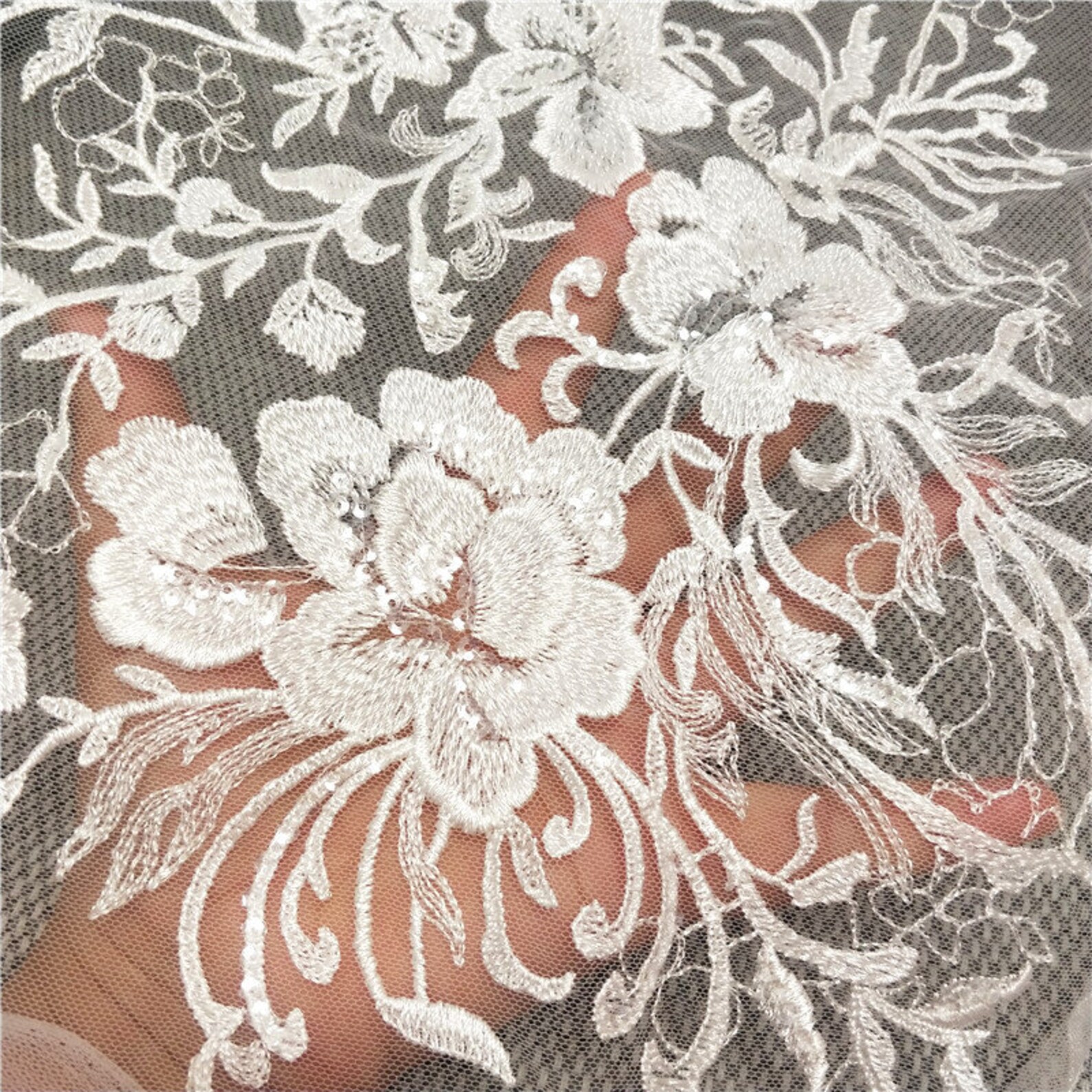 Soft Mesh Embroidery Lace Fabric Leaf Branch Lace Fabric Etsy