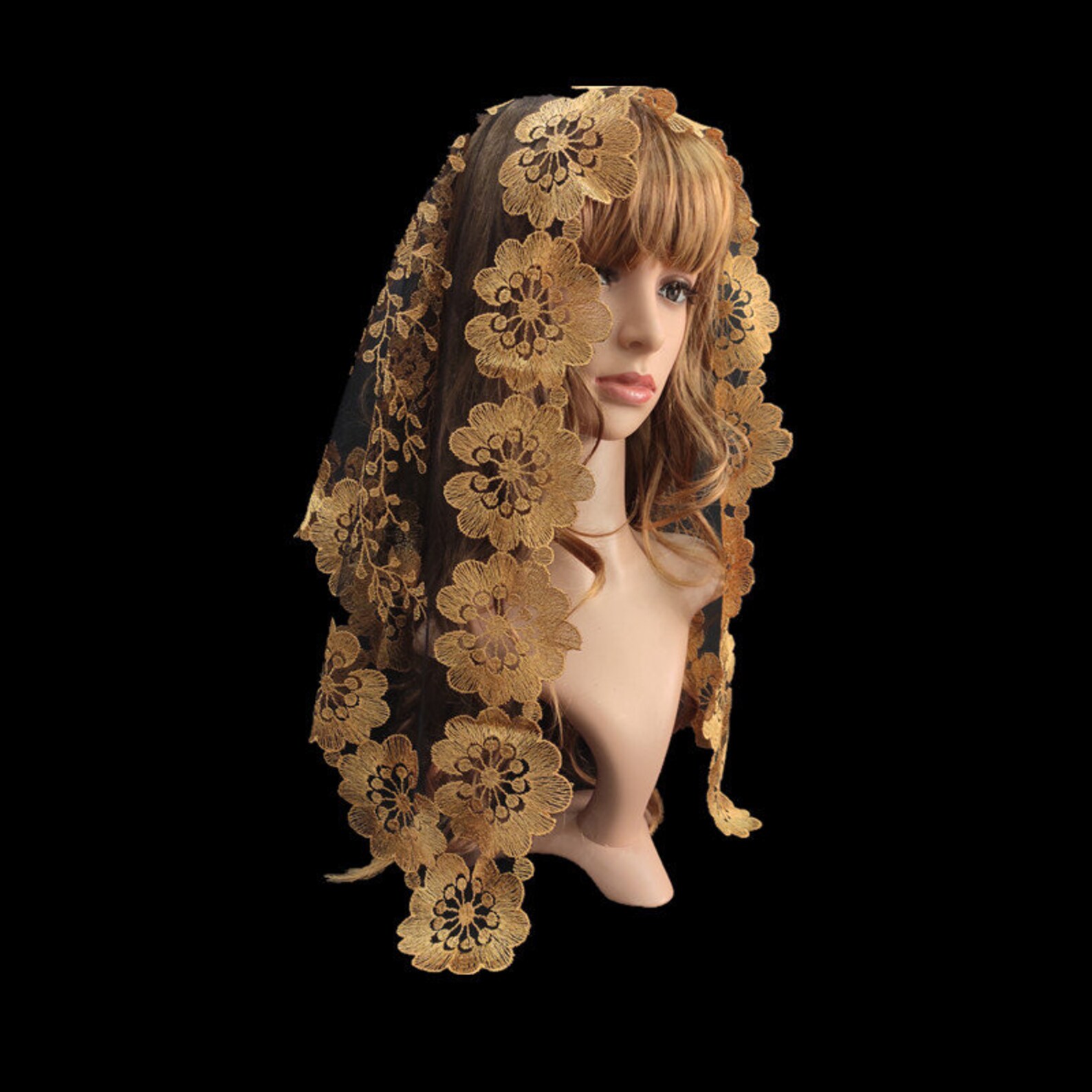 Spanish Style Lace Mantilla Church Veil Lady Headdress Etsy