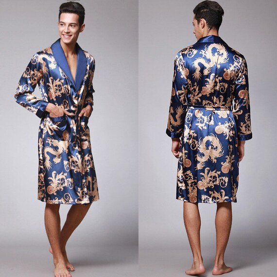 Men's Summer Silk Pajamas Medium Length Home Ice Silk - Etsy
