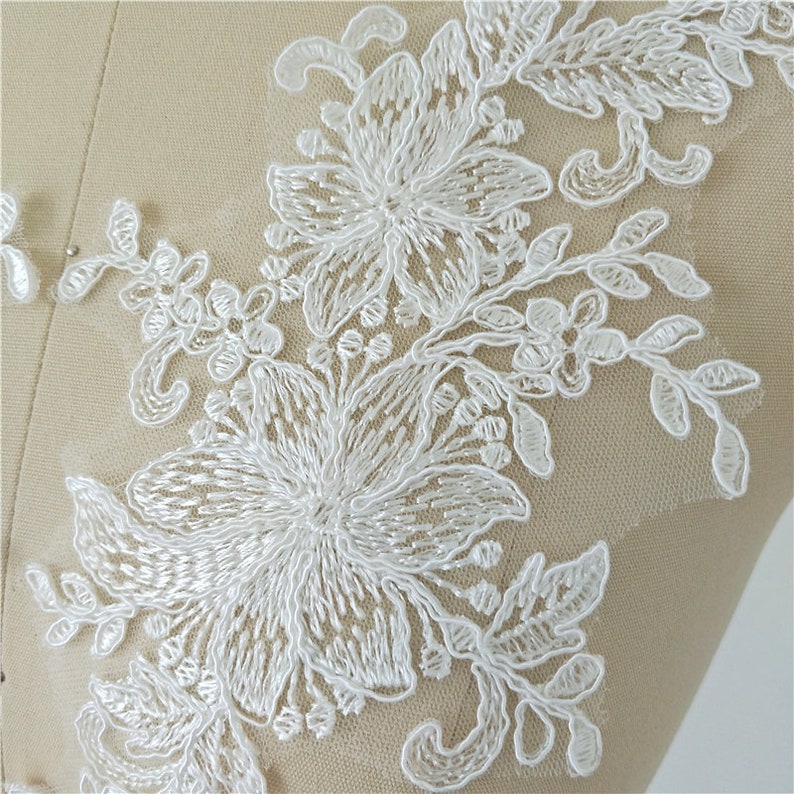 Ivory Cording Embroidery Applique New Wedding Dress Veil Lace Applique