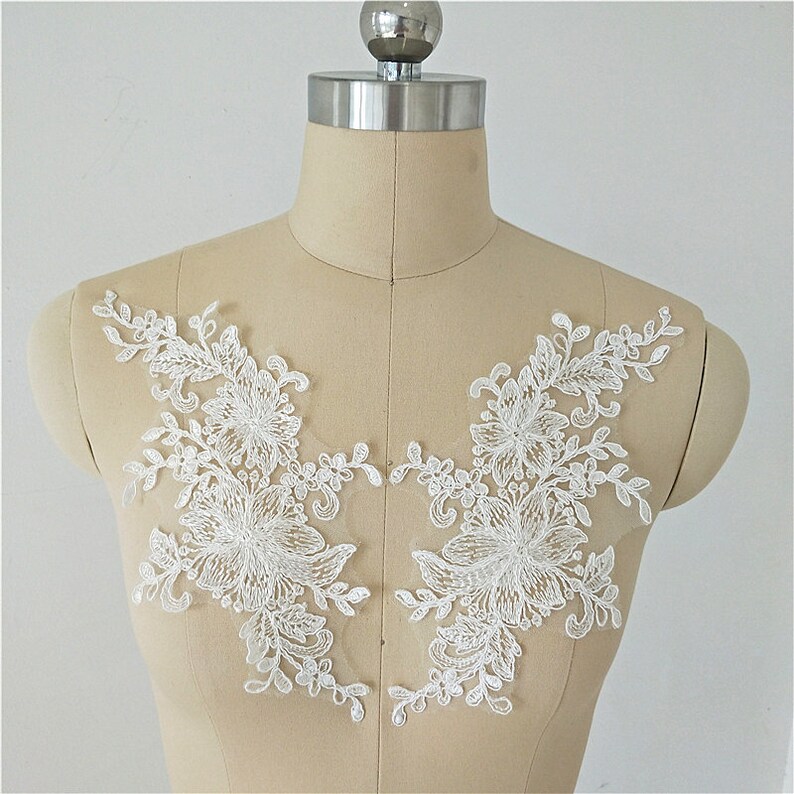 Ivory Cording Embroidery Applique New Wedding Dress Veil Lace Applique