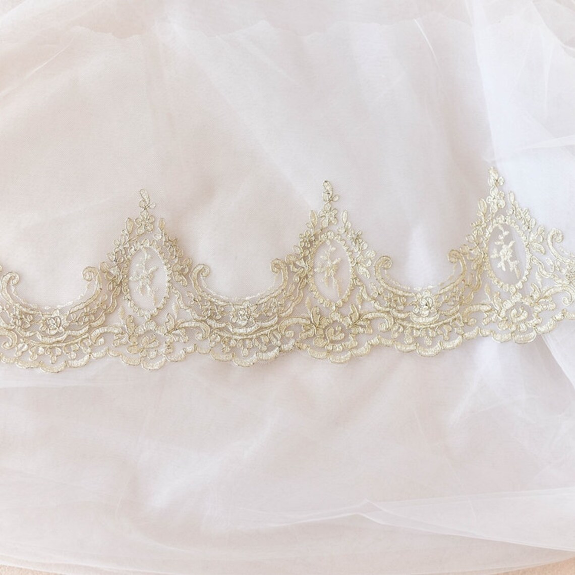 14.5cm Wide Gold Lace Trim Wedding Veil Lace Trim Dress Lace Etsy