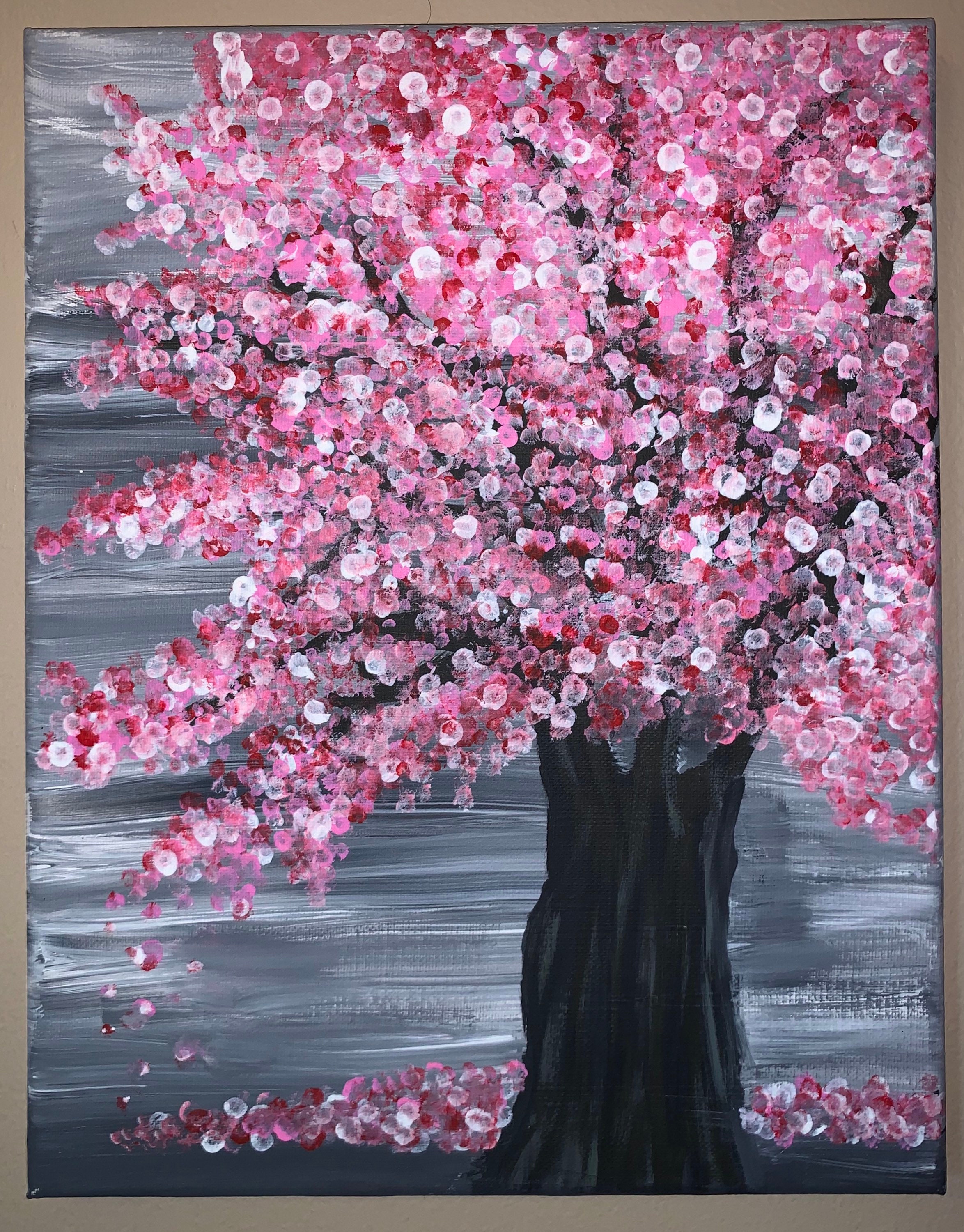 Cherry Tree Blossom Canvas Painting 16x20 Etsy