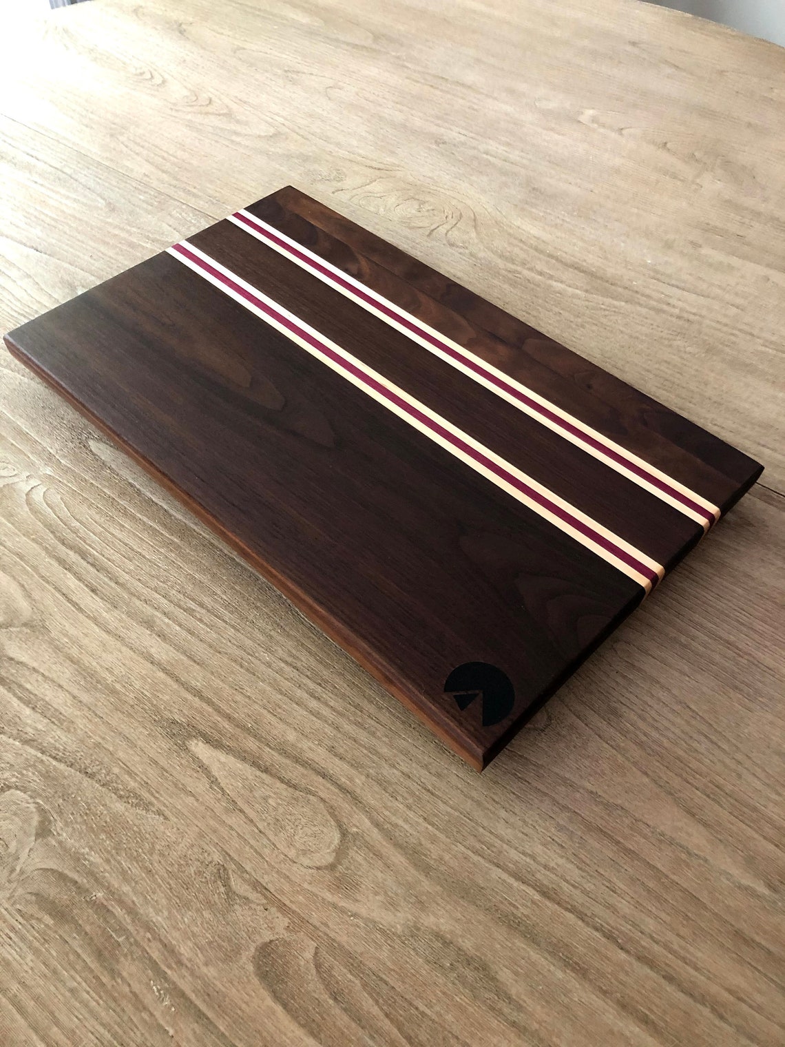 Edge Grain Cutting Board With Walnut Cherry Maple and Purple Etsy