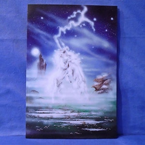 Dans van eenhoorns ~-~ Wenskaart ~-~ Kan worden gebruikt voor elke gelegenheid, blank binnen. Eenhoorns, Mysterie, Alternatief, Mystiek.