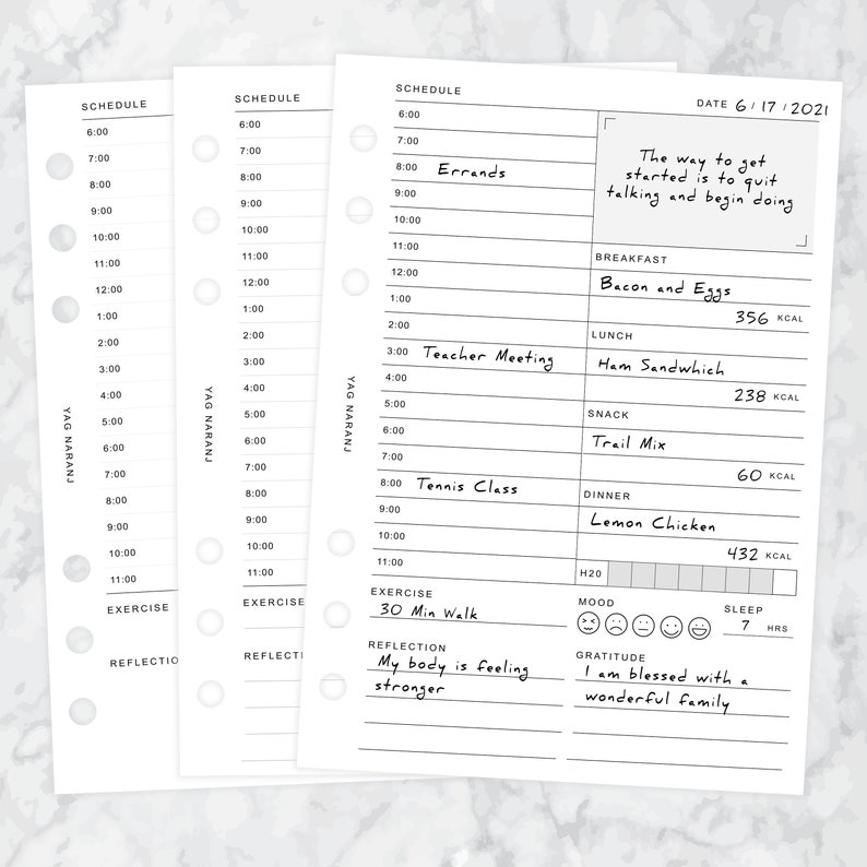 B6 Daily Printable Planner Inserts Day Planner Health Self Etsy