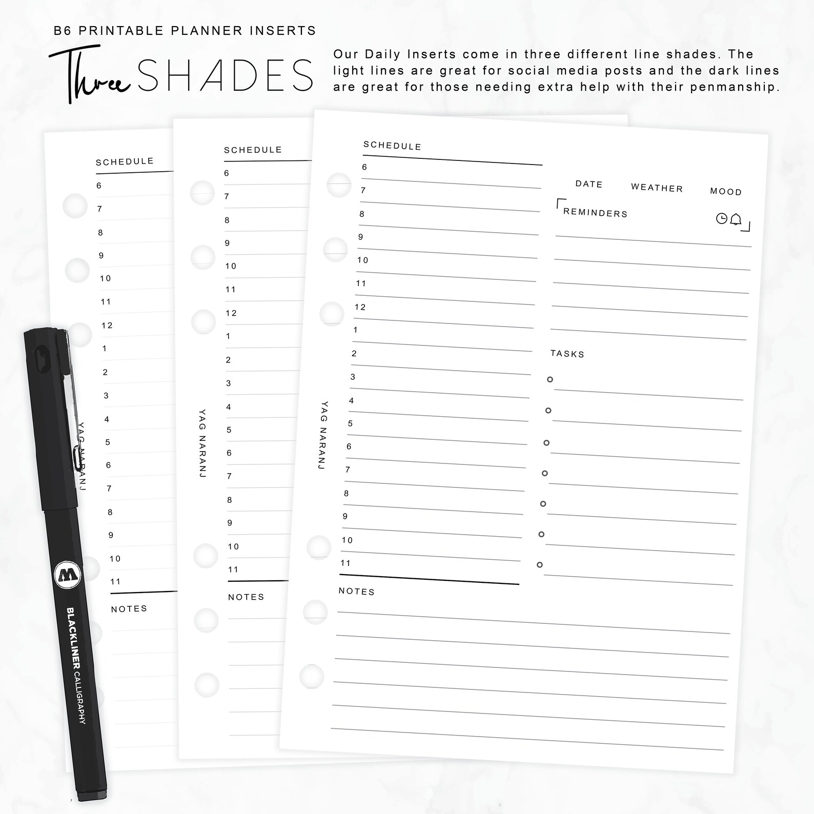 B6 Daily Printable Planner Inserts Day Planner Work Planner Etsy