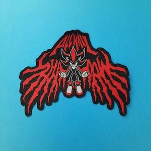 ALL HAIL SHADOW Embroidered Patch, Death Metal Patch, Doom Wing Shadow, Sonic Music, Sonic Symphony, Shadow Generations, Sonic Patch