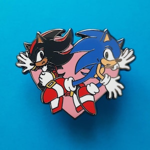 Spilla di Sonic X Shadow, spilla a forma di cuore di Sonadow, spilla smaltata di Sonic, Sonic e Shadow