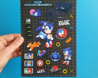 Genesis Drive Sticker Sheet, Classic Sonic The Hedgehog Stickers