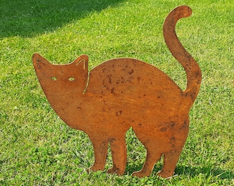 Rusty Metal Standing Cat Garden Ornament Silhouette Sculpture - from a collection of Metal Animals