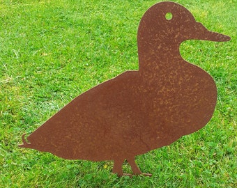 Rusty Metal Duck Bird Garden Ornament Sculpture - from a collection of Metal Animals