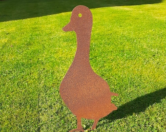Rusty Metal Tall Duck Bird Garden Ornament Sculpture - from a collection of Metal Animals