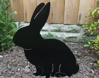 Metal Rabbit Garden Ornament Silhouette Sculpture - from a collection of Metal Animals