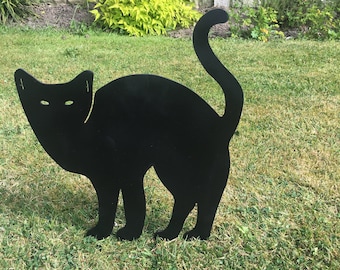 Metal Standing Cat Garden Ornament Silhouette Sculpture - from a collection of Metal Animals