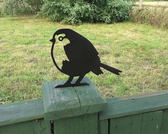 Black Metal Robin Bird Fence Topper / Post Topper Garden Ornament - from a metal animal collection