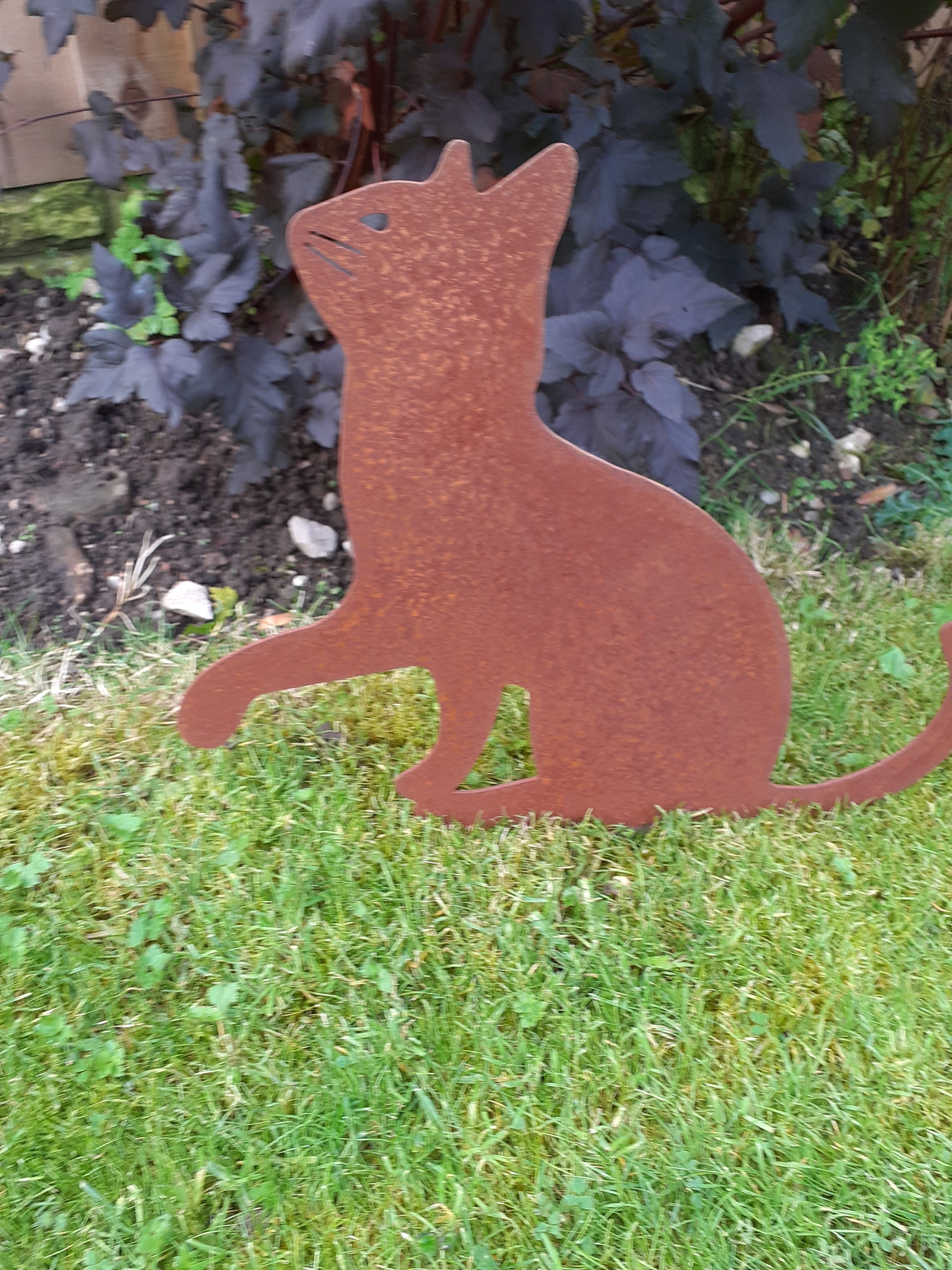 Rusty Metal Cat Garden Ornament Silhouette Sculpture From a Etsy