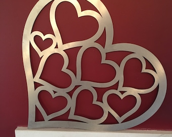 Stainless Steel Metal Valentine Heart Home Decor Ornament Wall Art (Small)