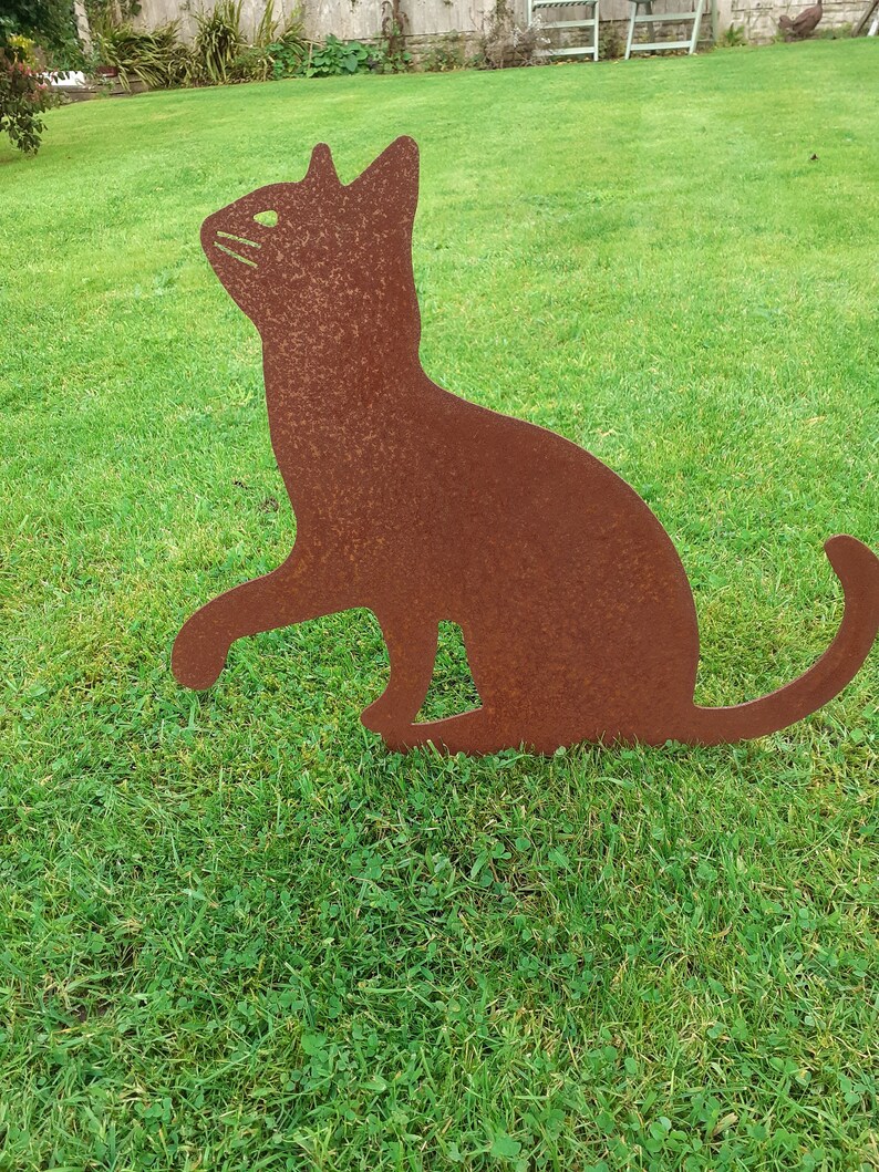 Rusty Metal Cat Garden Ornament Silhouette Sculpture From a Etsy UK