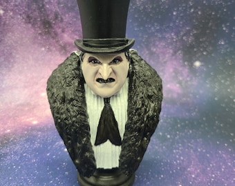 Penguin Bust - Hand-Painted Fan Art - Mastermind of Mischief