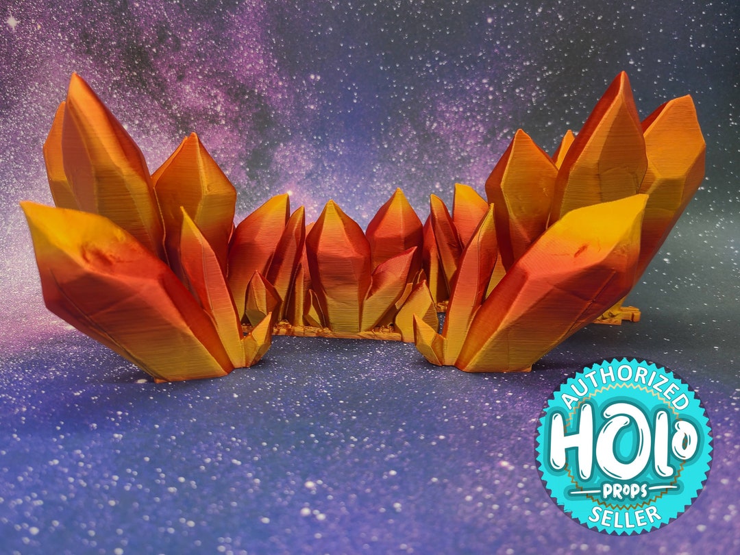 Corner Crystal Decorations Use on Monitors / TV / PC Unique 3D Printed Decor Fire Red Crystal