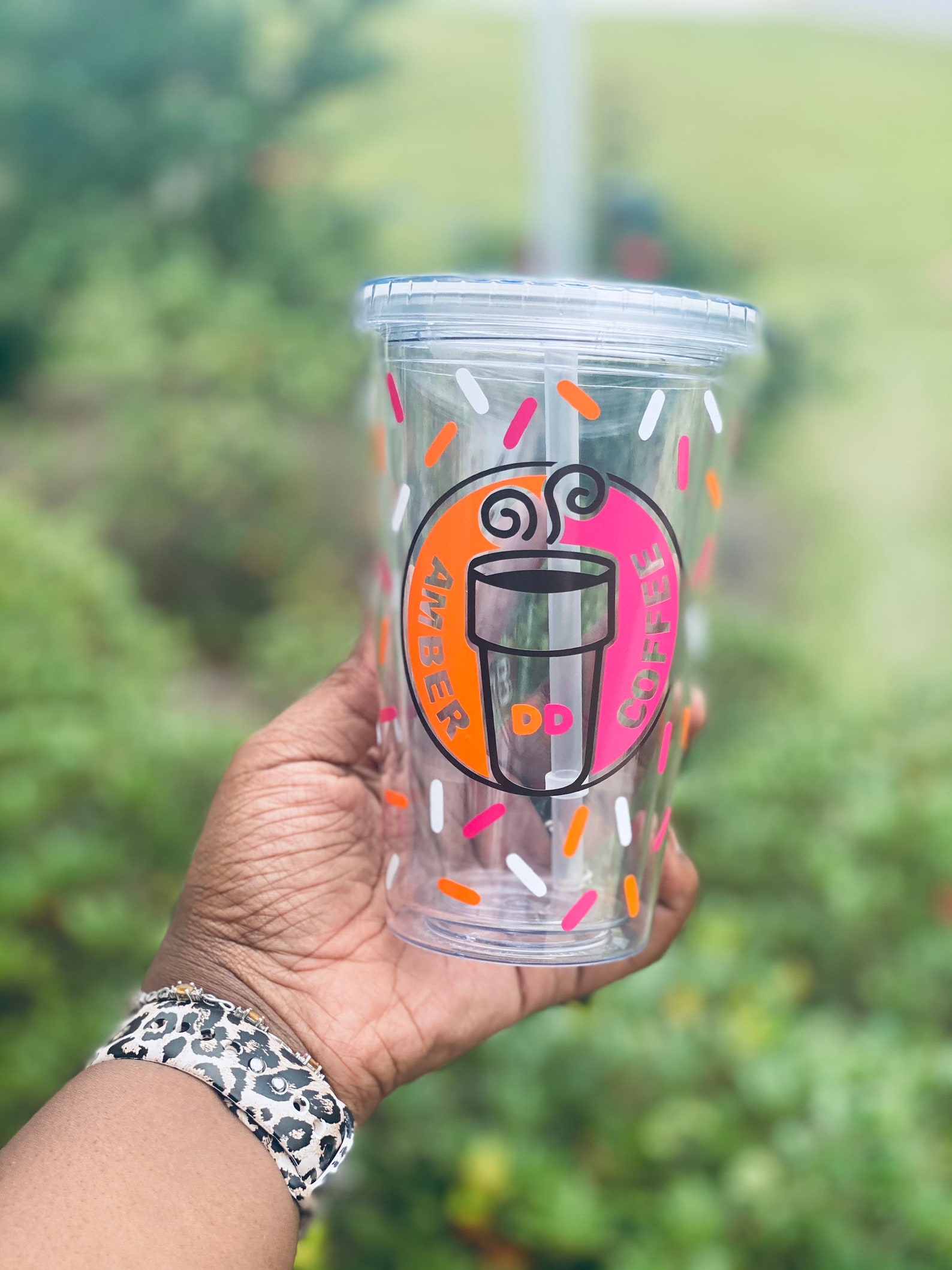 Dunkin Donuts inspired tumbler coffee lover sprinkles Etsy