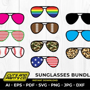 Sunglasses SVG bundle for Cricut & Silhouette and for sublimation with eps, pdf, png, jpg, dxf file.