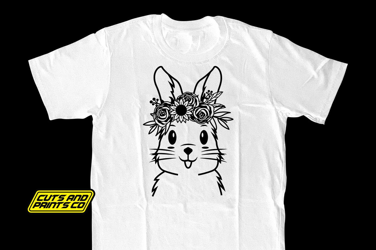 Bunny With Flowers SVG, Rabbit With Flowers SVG Cut File for Cricut ...