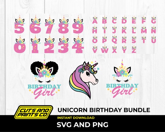 Unicorn SVG and PNG Bundles for Kids Birthday 0-9 Unicorn - Etsy UK
