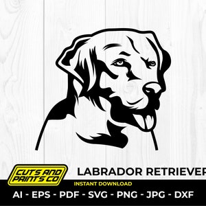 Labrador Retriever svg, lab svg, dog logo svg for Cricut and Silhouette with ai, eps, pdf, png, dxf and jpg files