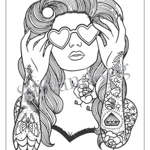 Tattoo Coloring Book Set of 10 Pages Instant PDF Download Adult ...