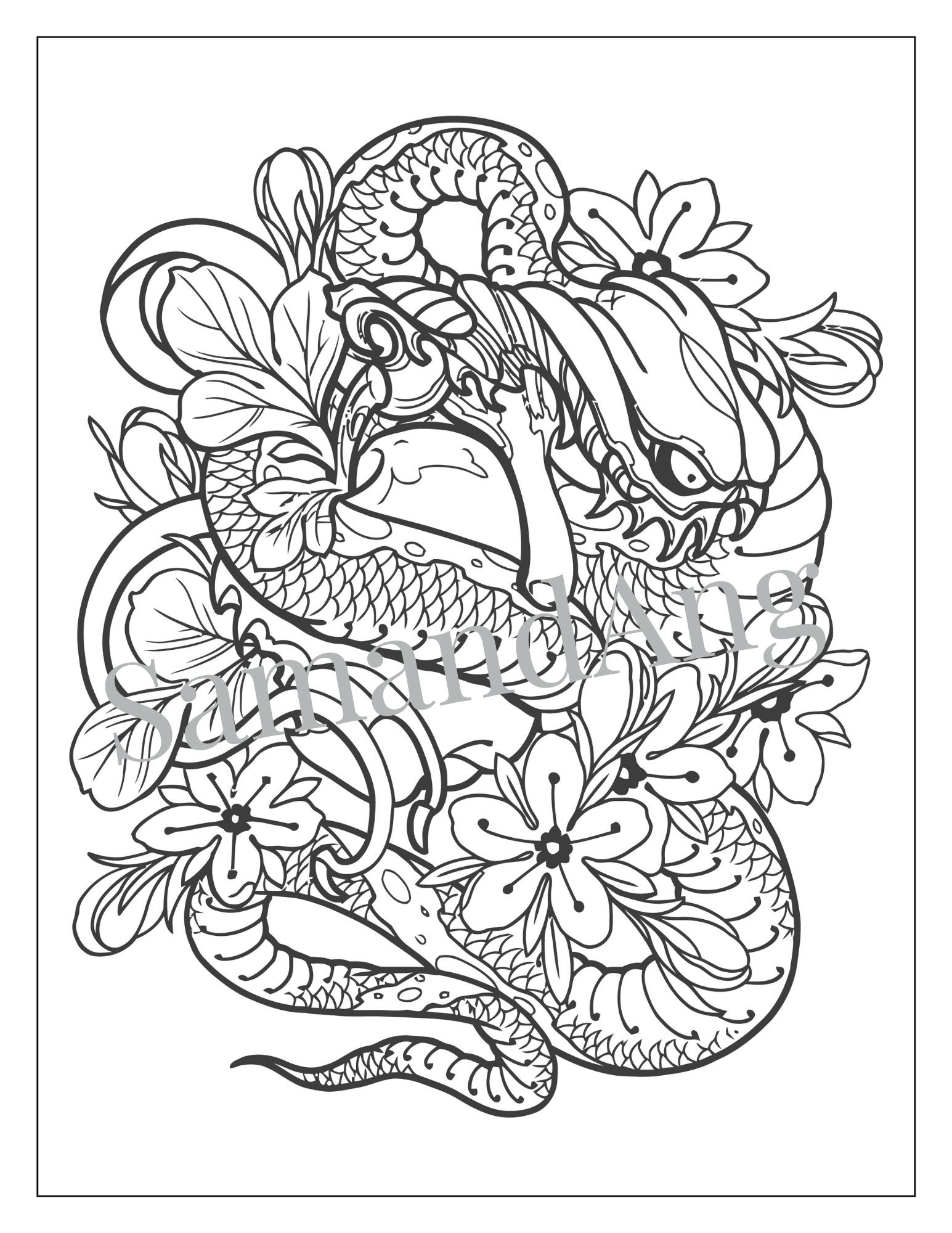 Tattoo Coloring Book Set of 10 Pages Instant PDF Download - Etsy