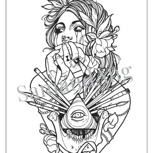 Tattoo Coloring Book Set of 10 Pages Instant PDF Download Adult ...