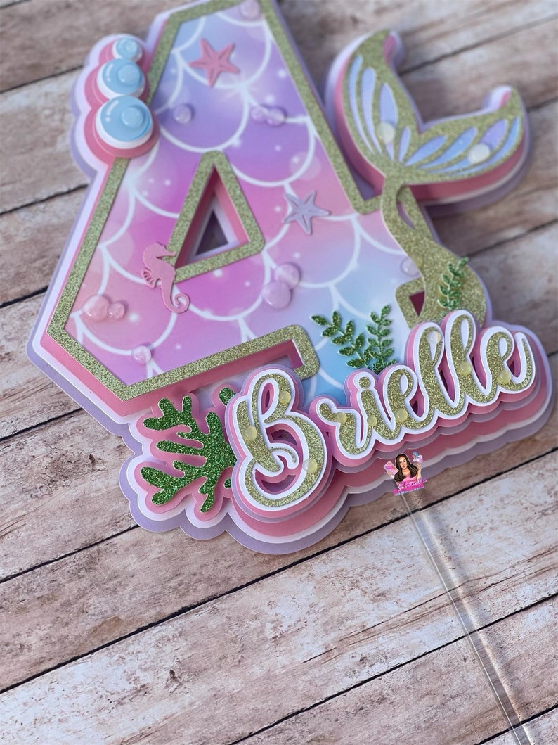 Mermaid Cake Topper Under the Sea Cake Topper Etsy