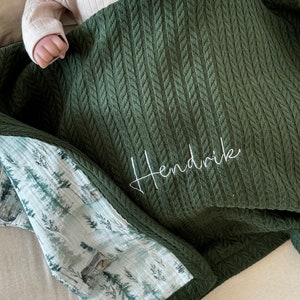 Waffle baby blanket, Personalised baby wrap, Organic Swaddle blanket, baby muslin blanket Custom baby blanket, embroidery name baby blanket