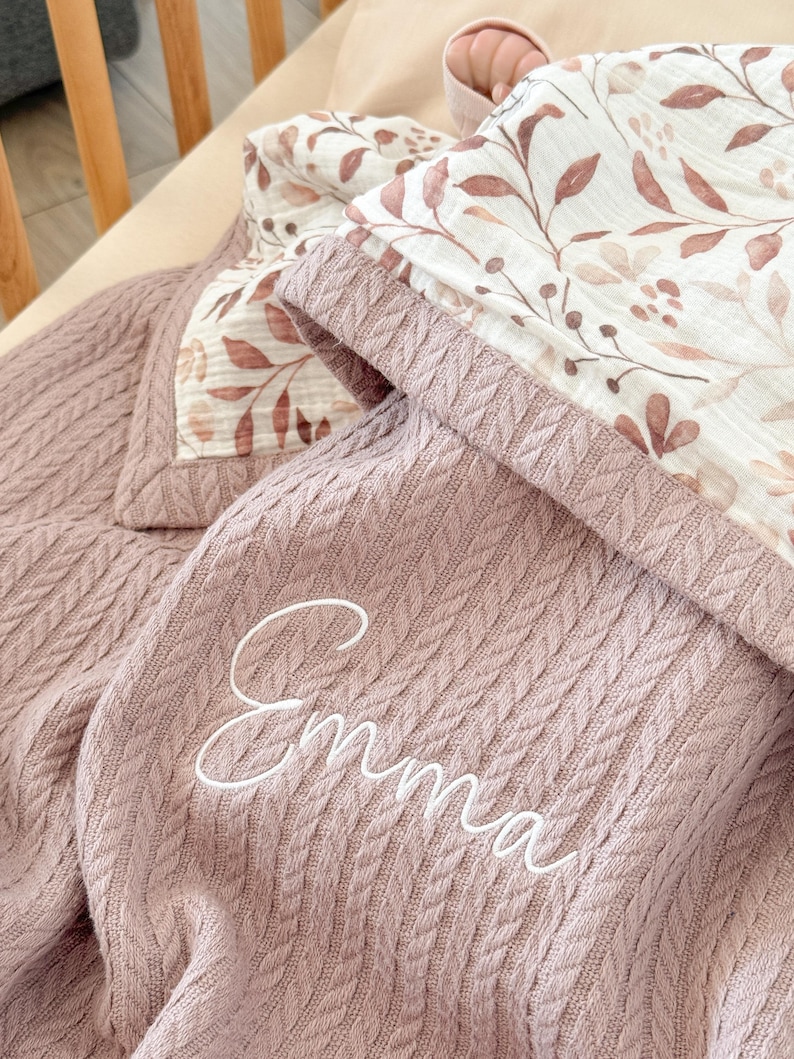 Manta personalizada para bebé con nombre – Muselina para envolver, manta bordada para bebé, manta personalizada para bebé, regalo para baby shower, regalo con el nombre del bebé imagen 8