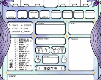 Mirkwood Dice - Aurora Sky - TTRPG DnD Character Sheet