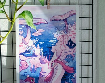 Deepwater Dive - Pokemon A4 Poster