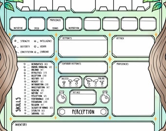 Mirkwood Dice - Spring - TTRPG DnD Character Sheet