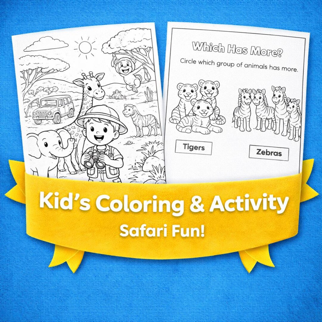 Safari Animal Activity Book – Zoo Coloring Pages, Worksheets for Kids ...