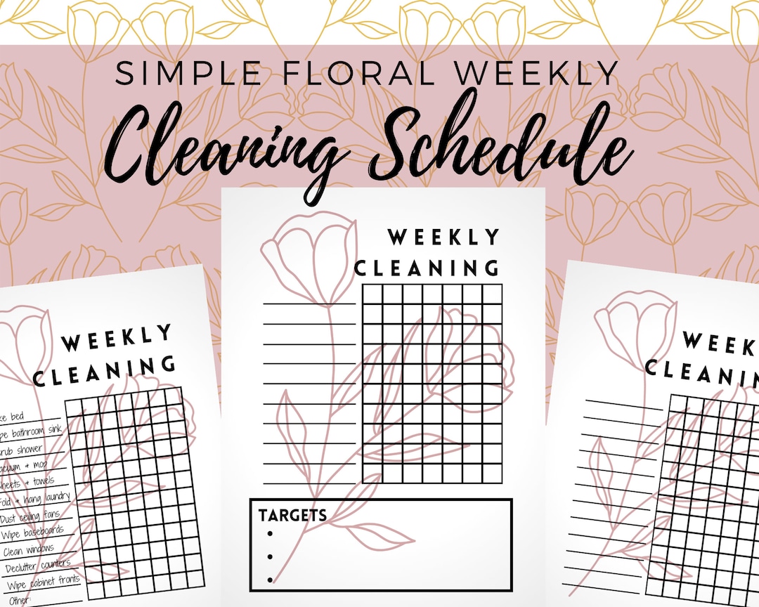 Simple Floral Weekly Cleaning Schedule in Mauve - Etsy